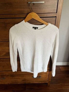 Lety & Me Women's Cream Textured Crewneck Sweater